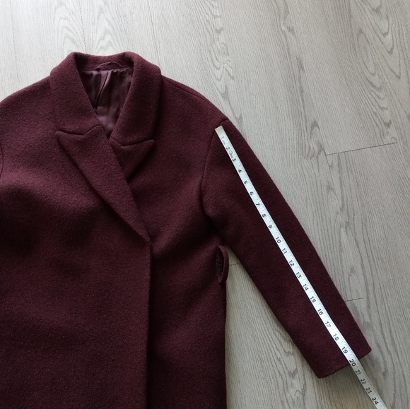COS Burgundy Wool Wrap Belted Long Coat - Picture 13 of 16